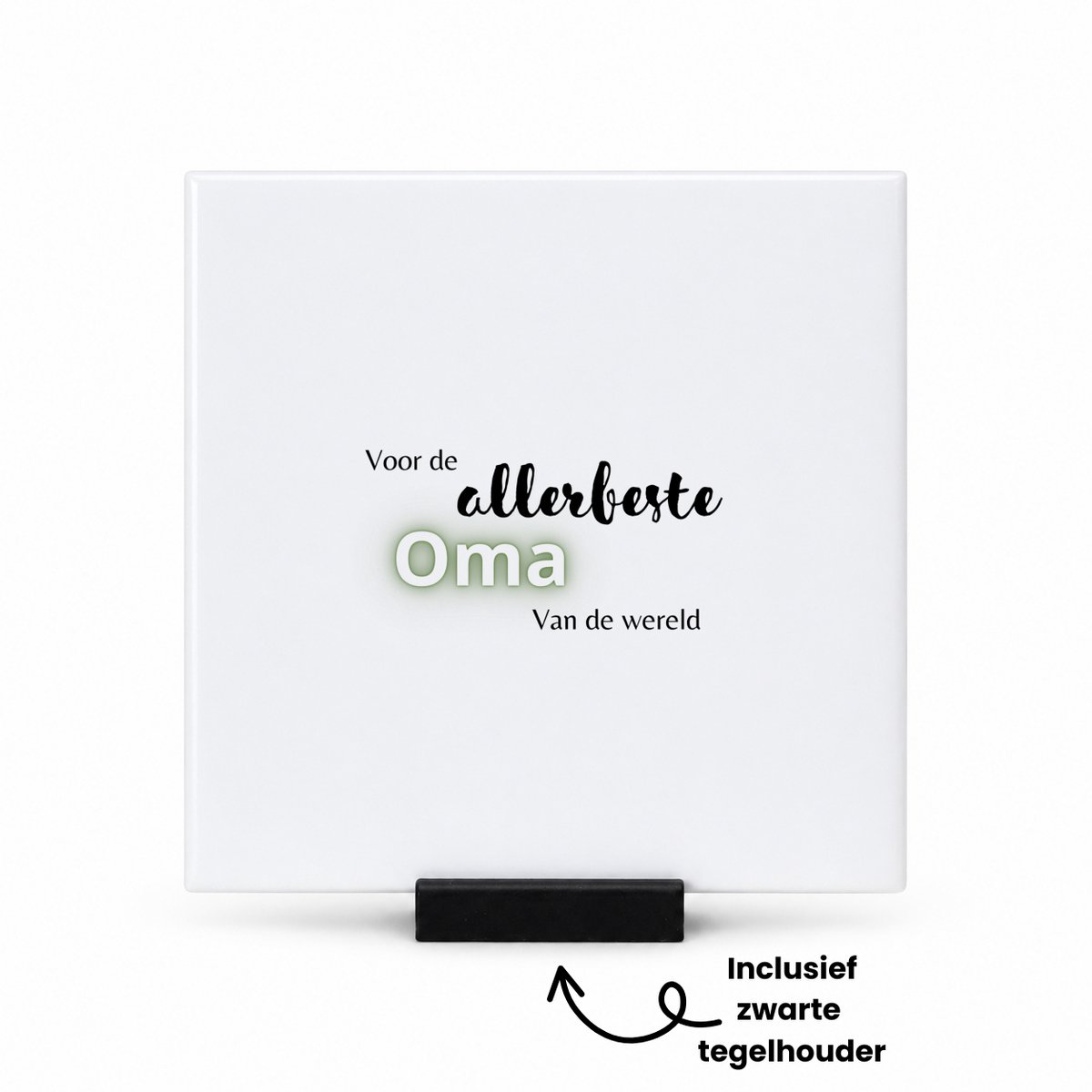 Hacebo voor de allerbeste oma van de wereld tegeltje met tegelhouder - Oma - de beste oma - tegeltjes met tekst - verjaardagscadeau - verjaardag - cadeau - cadeautje voor oma - oma artikelen - kado - geschenk - gift - spreuktegels - 10.8x10.8 CM Wit