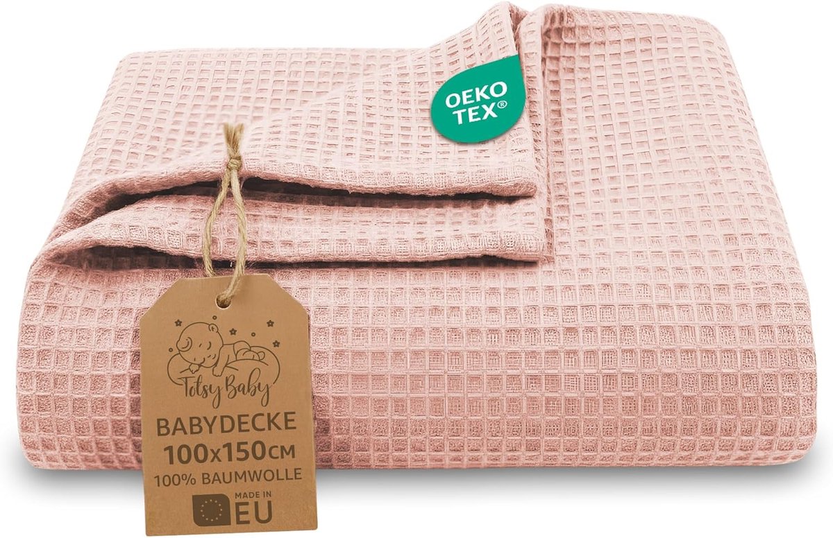 SnelShoppen - Waffle Dekentje Baby 100x150 cm - Katoenen Ademend Kinderen Dekbedje - Seizoensgebonden Waffle Pique - Crib Dekentje Voor Pasgeborenen Z