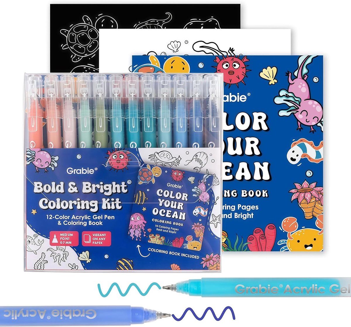 SnelShoppen - 12 Kleuren Acryl Gelpennen Set - Medium Punt Kleurige Gelpennen - Assortiment voor Tekeningen, Notities, Kleurrijke Creaties voor Kinder