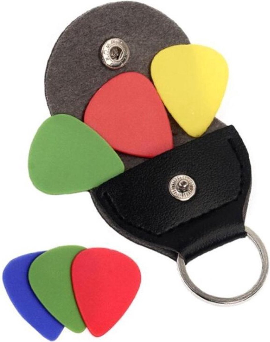 Plectrumhouder met 6 plectrums - Gitaar plectrum set - Guitar picks - Sleutelhanger plectra - Gitaar accessoires - Plektrums - Picks voor gitaar - Gitaarspelen - Gitarist - Jonyx