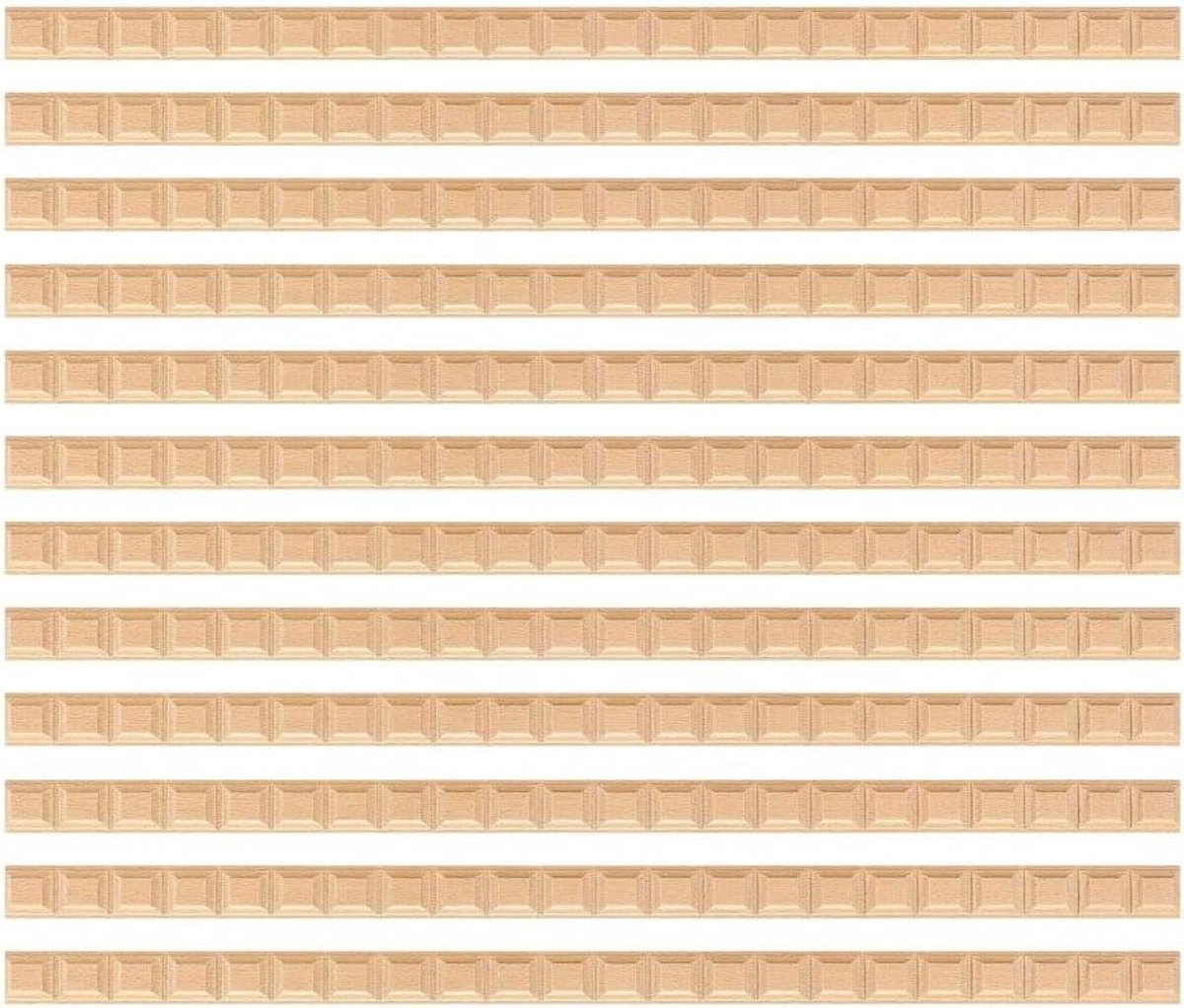 Houten Sierlijsten - Decoratieve Trims - Wand Decoratie - 3D Raster Ontwerp - 12 Stuks 40cm - Natuurlijk Hout