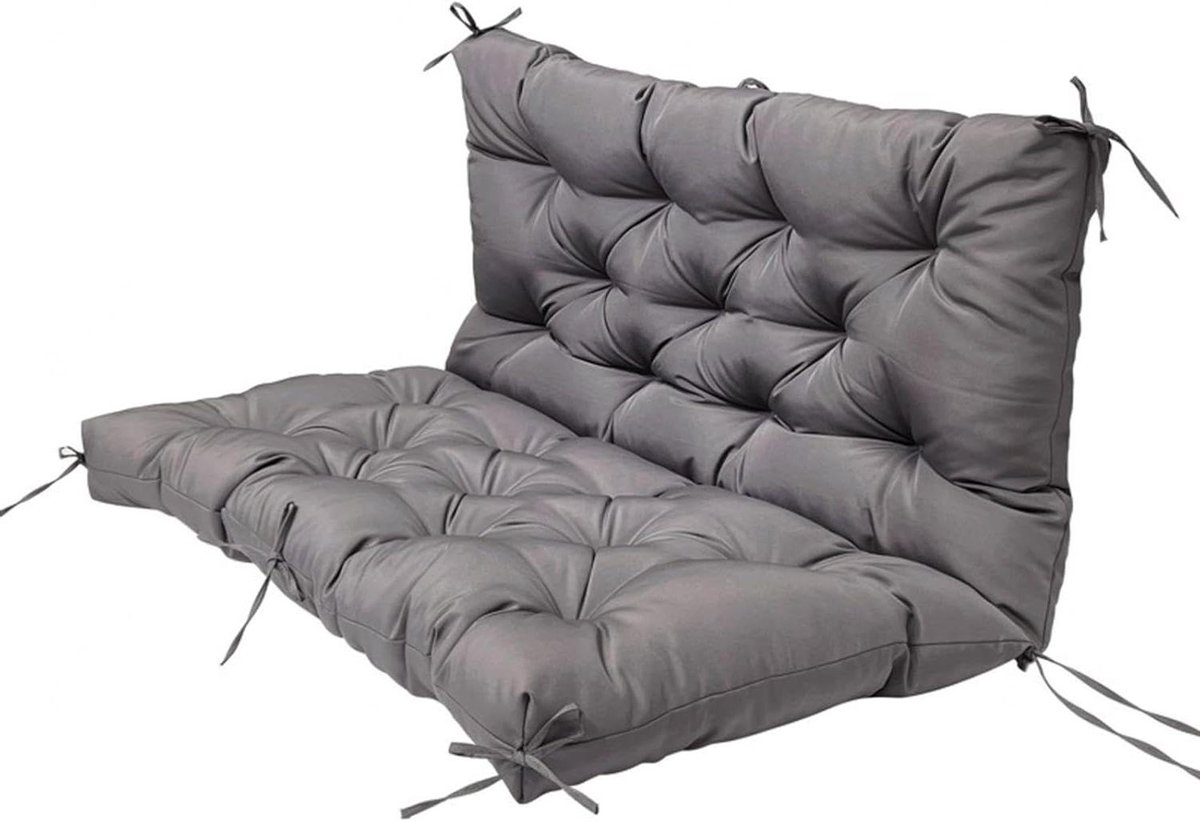 Bankkussen Buiten - Zitkussen Tuin - Comfortabel Zitten - Extra Dikke Vulling - 122x102 cm - Grijs