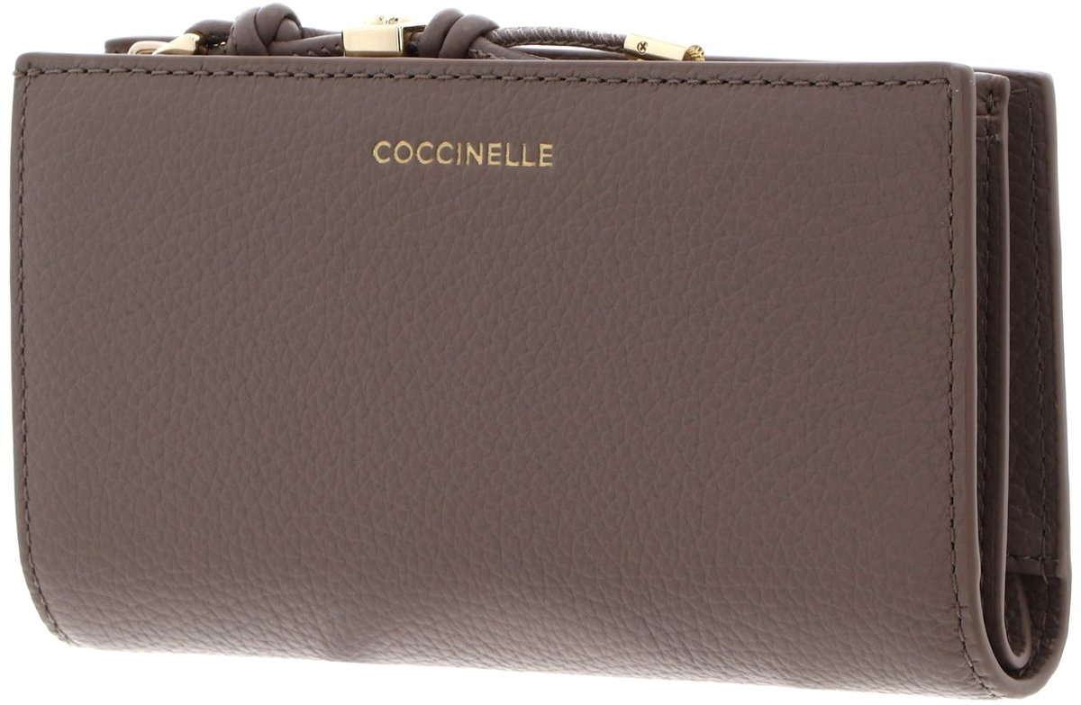 COCCINELLE Leren portemonnee Pansy Wallet Grained Leather Warm Taupe