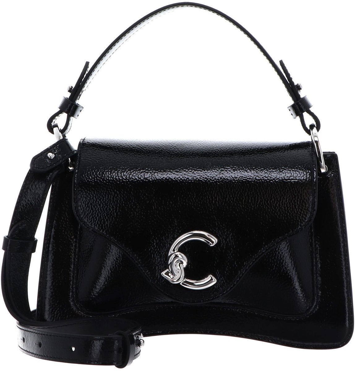 COCCINELLE schoudertas handtas C-Me Glazed Handbag Glazed Le. / Calf Smooth Le. Noir / Noir zwart