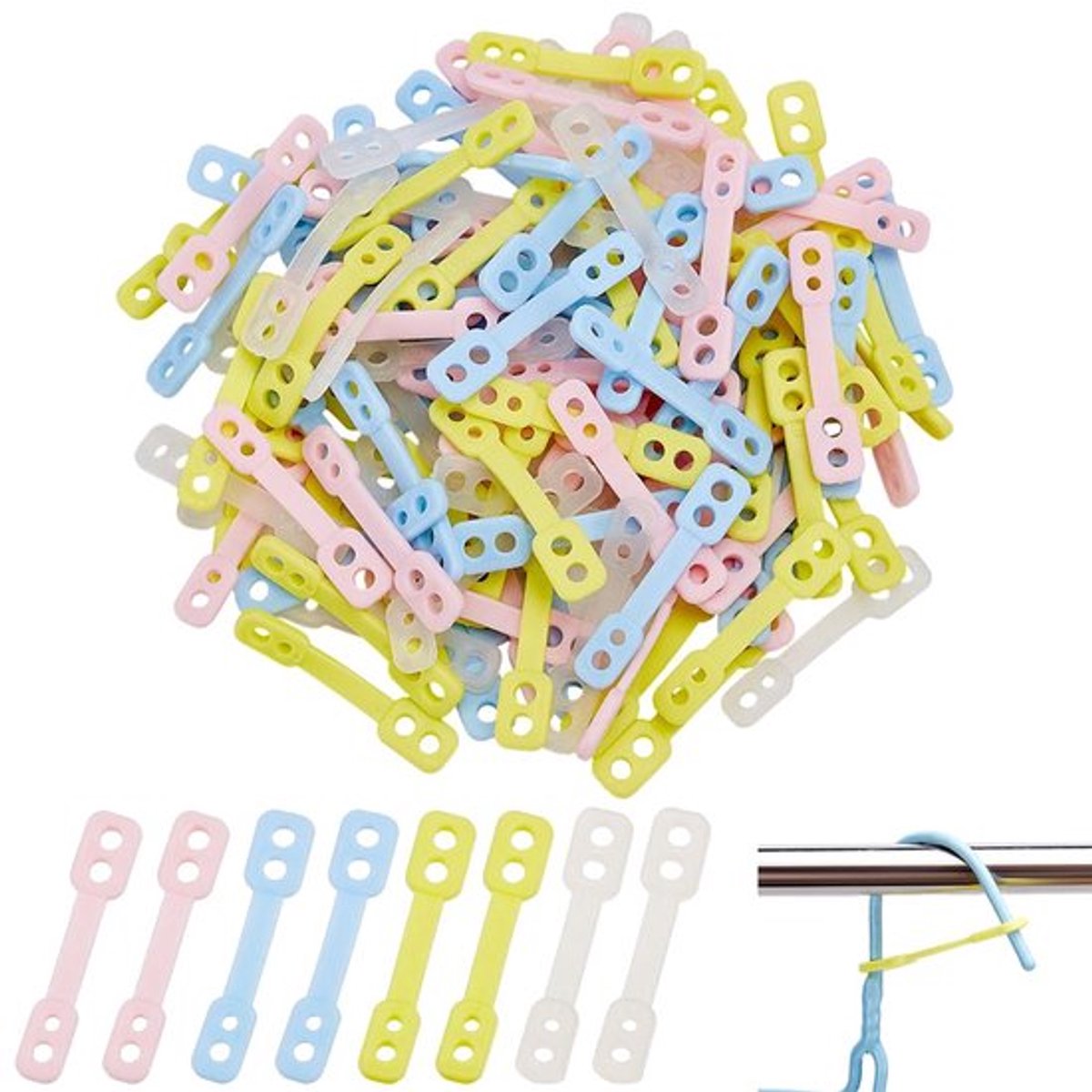 120 stuks winddichte hangerbevestigingen 57x12 mm kleurrijke siliconen hangergespen 4 kleuren winddichte kledinghangerstriphaak voor buiten waslijn reizen hangende kleding