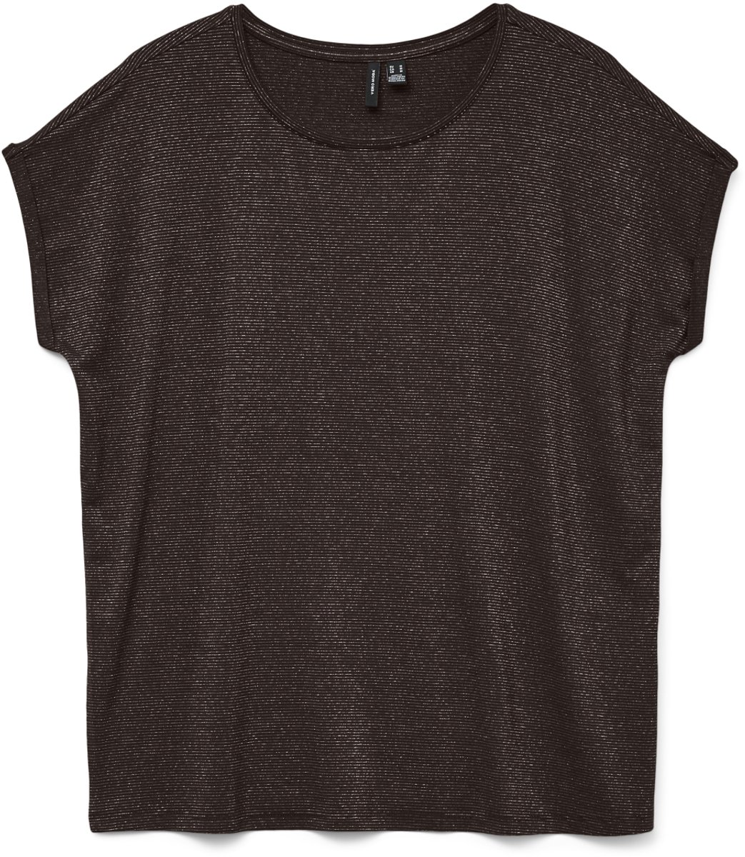 Vero Moda T-shirt Vmlava Glitter Ss Top Stripe Lx Jrs 10250488 Chocolate Torte/gold Dames Maat - XXL