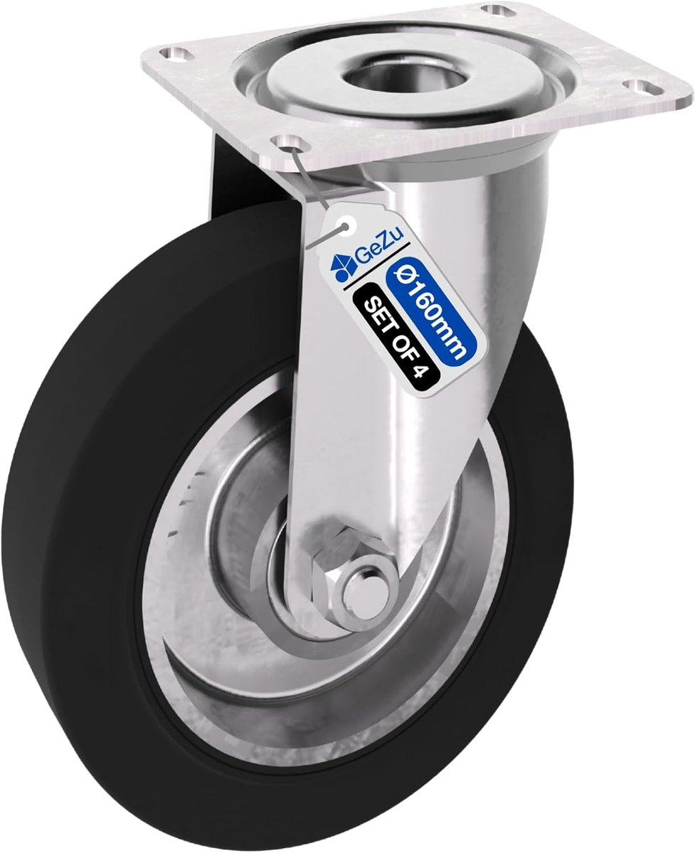 GeZu Impex Steiger Spindel met zwenkwielen rem Gegalvaniseerd Set van 8 1000 kg rolsteiger wielen