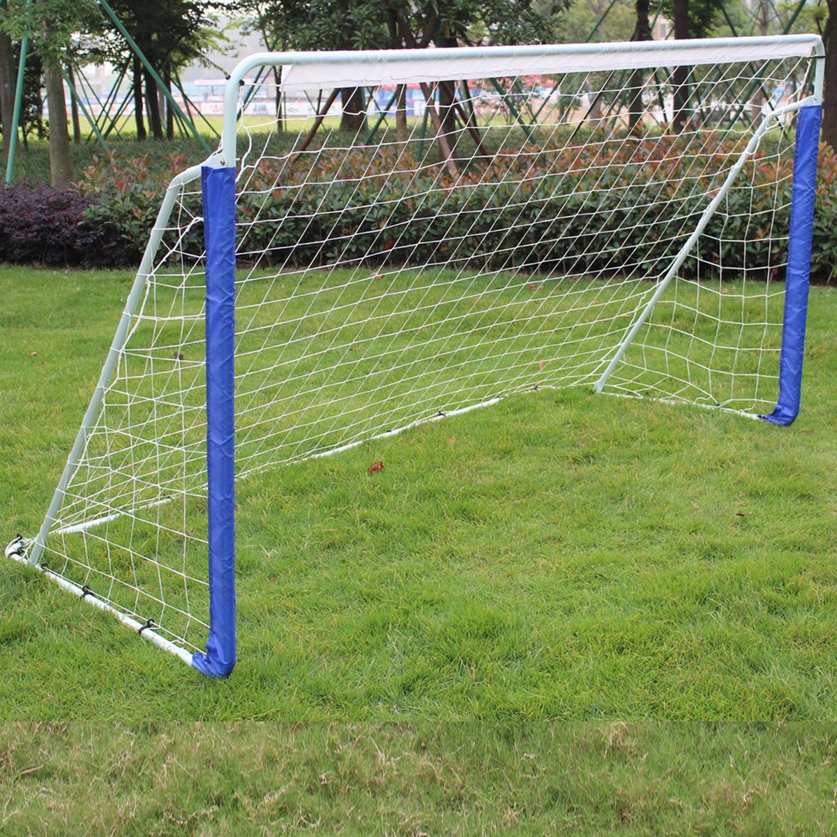 Voetbaldoel Opvouwbaar 243,84 x 152,4 x 91,44 Cm Staal Blauw Met Net Draagtas En Grondpennen Voor Training En Recreatie