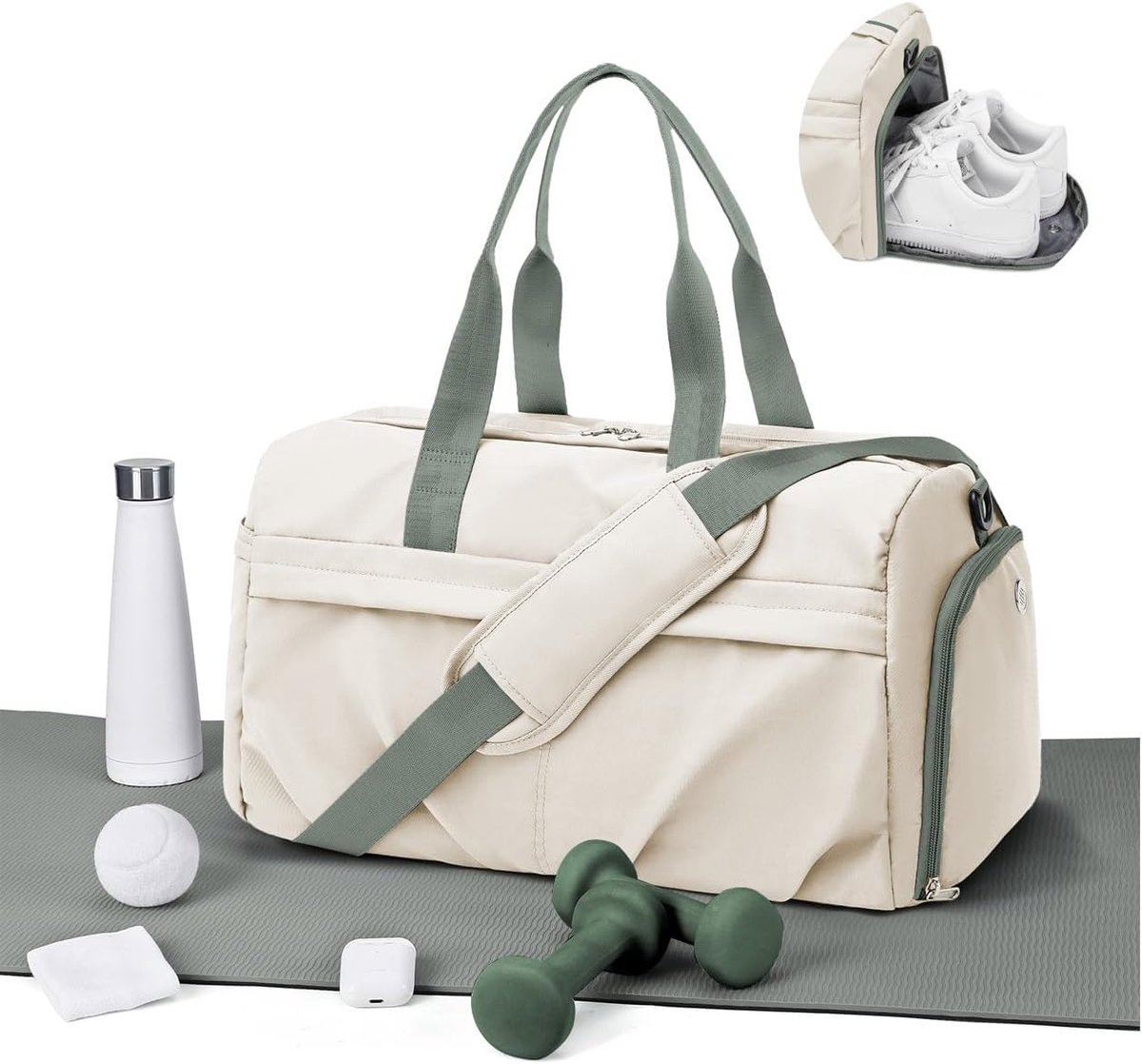 SnelShoppen - Sporttas voor Dames en Heren met Schoencompartiment, Waterdichte Reistas, Trainingsbag, Fitness Bag, Weekendtas, Handbagage, Nylon, Veel
