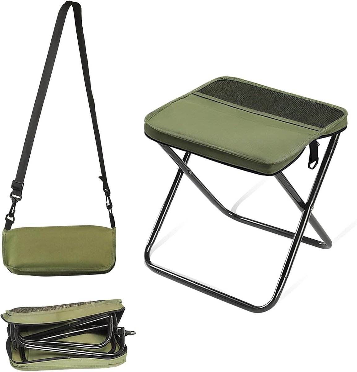 SnelShoppen - Vouwbare Rugzak & Poef voor Camping, Vissen, Reizen, Wandelen en Tuinieren (Groen, Groot)