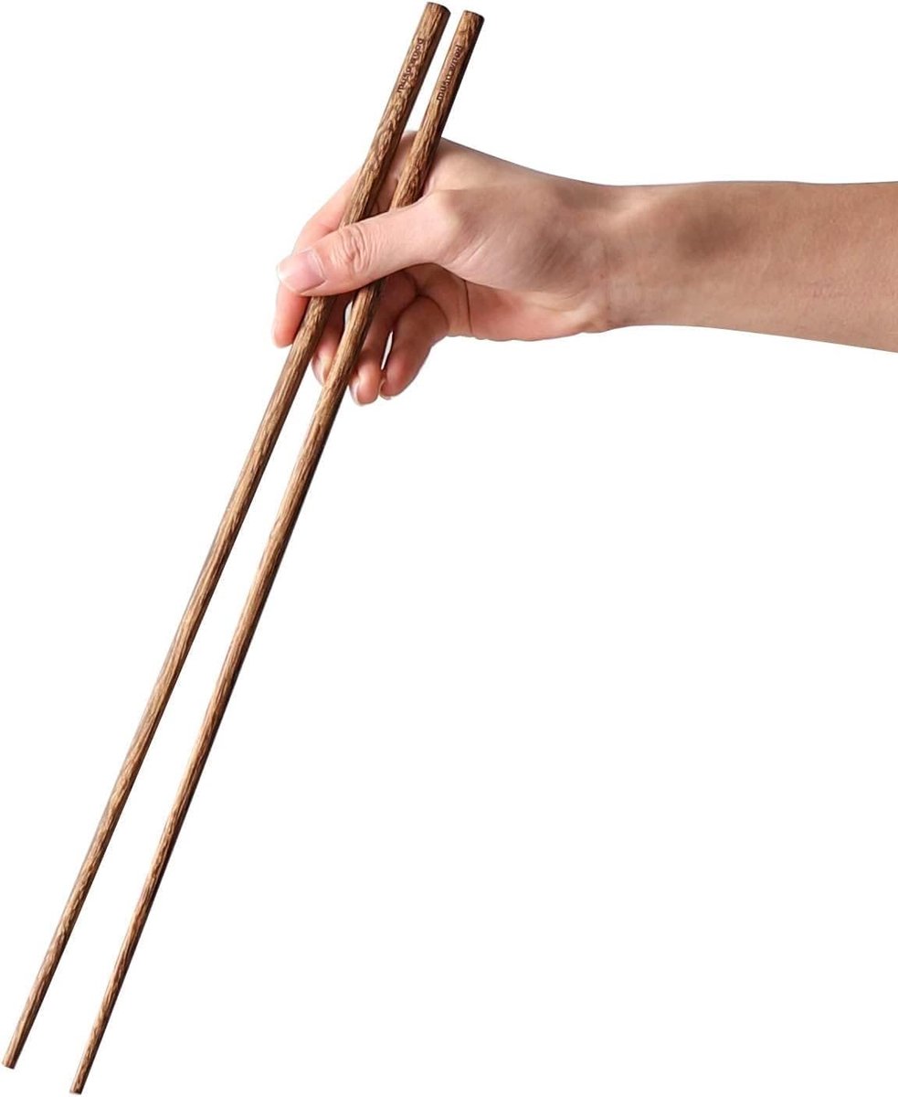 SnelShoppen - Lange houten kookstokjes 42 cm - Chinese eetstokjes voor braden, koken, en noedels - 2 paar - Hout, Keuken, BBQ, Stoom, Veilig koken