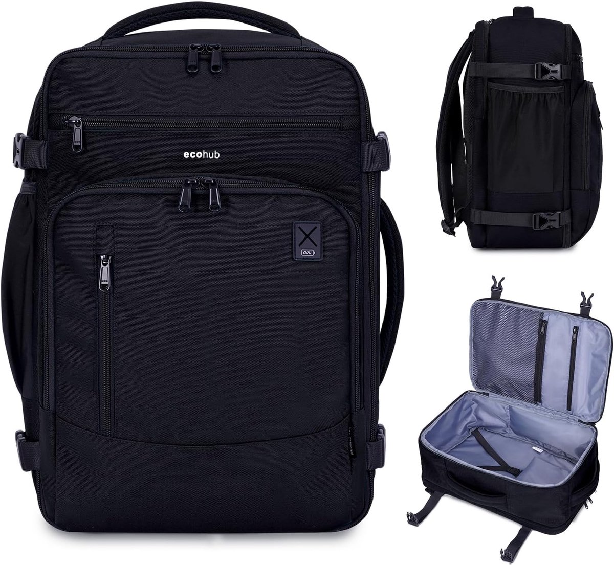 SnelShoppen - Cabin Luggage Ryanair Maximum 40x20x25cm Handbagage Backpack Multifunctionele Reisweekendtas Onderzit Rugzak Zwart