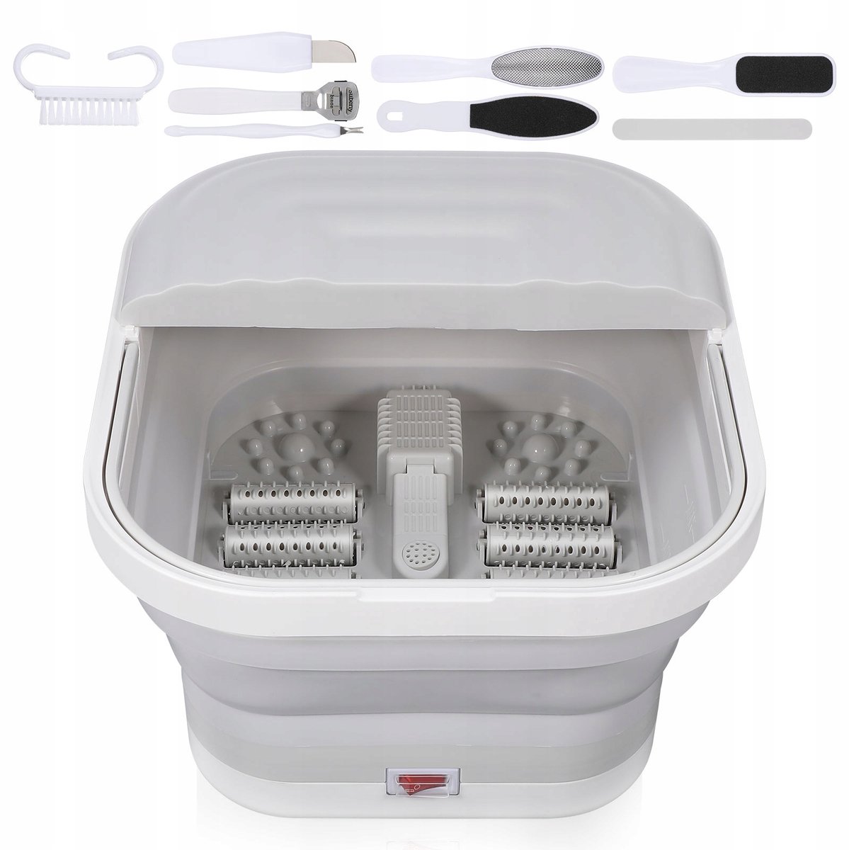 Opvouwbaar Voetenbad met Warmte & Massagerollers – Inklapbare Spa Emmer voor Thuis – Elektrisch Voetbad met Constante Temperatuur (45°C) – Draagbaar Pedicure Bad voor Ontspanning – EU-stekker
