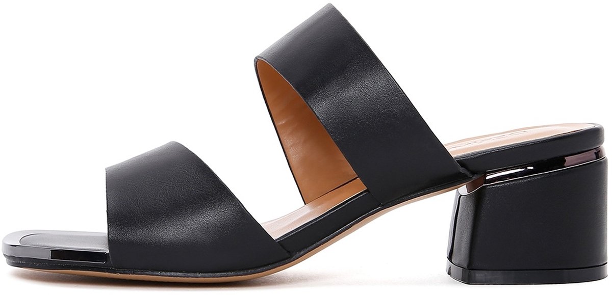 DERIMOD Muiltjes Met Middelhoge Hak Imitation Leren Mid Heel Muiltjes