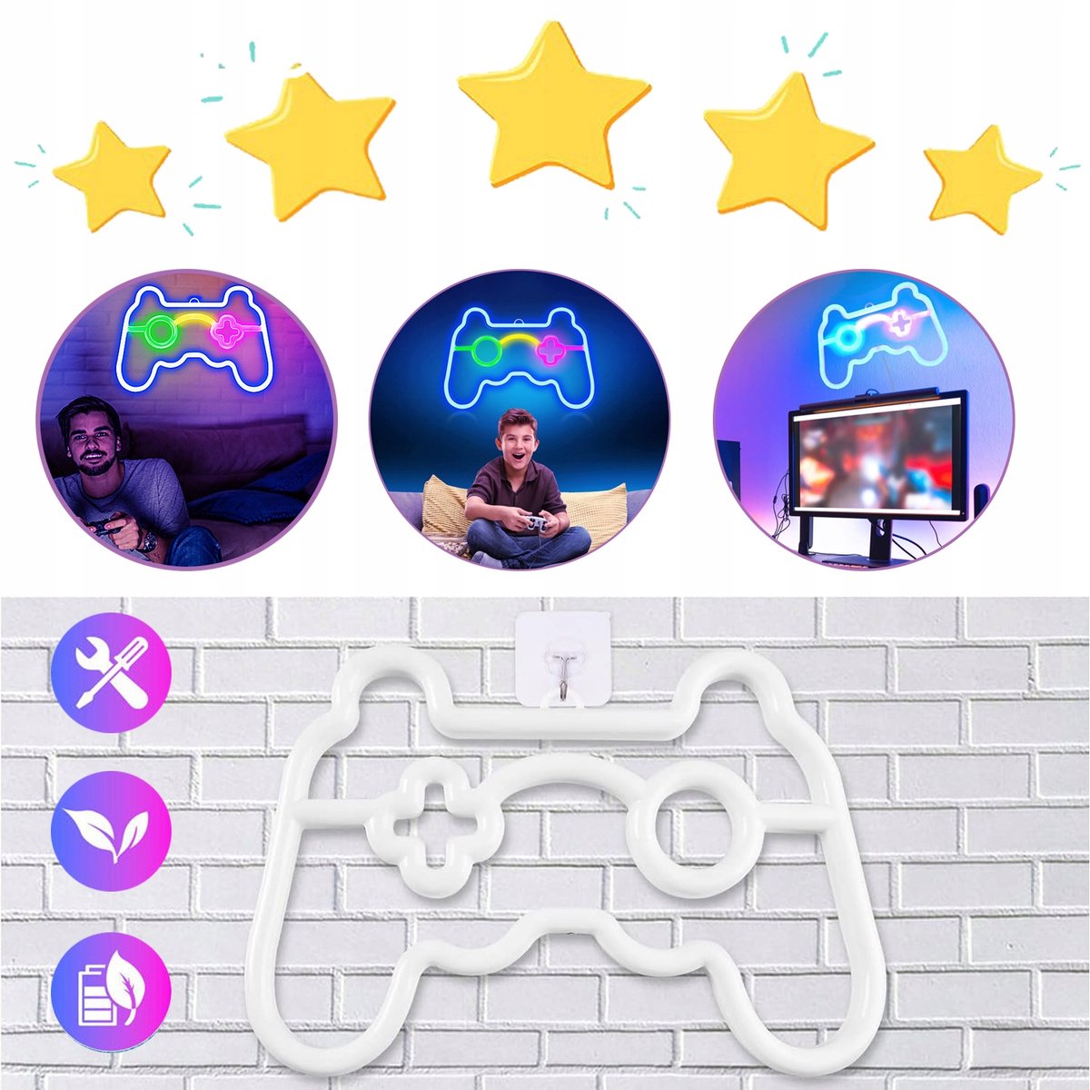 Gaming LED-Neonlicht Gamepad-Vorm - 10 Instelbare Helderheid USB-Stekker Flexibele Slang - Wandmontage of Tafelblad Ideaal Decor Voor Gamerruimte En Winkel