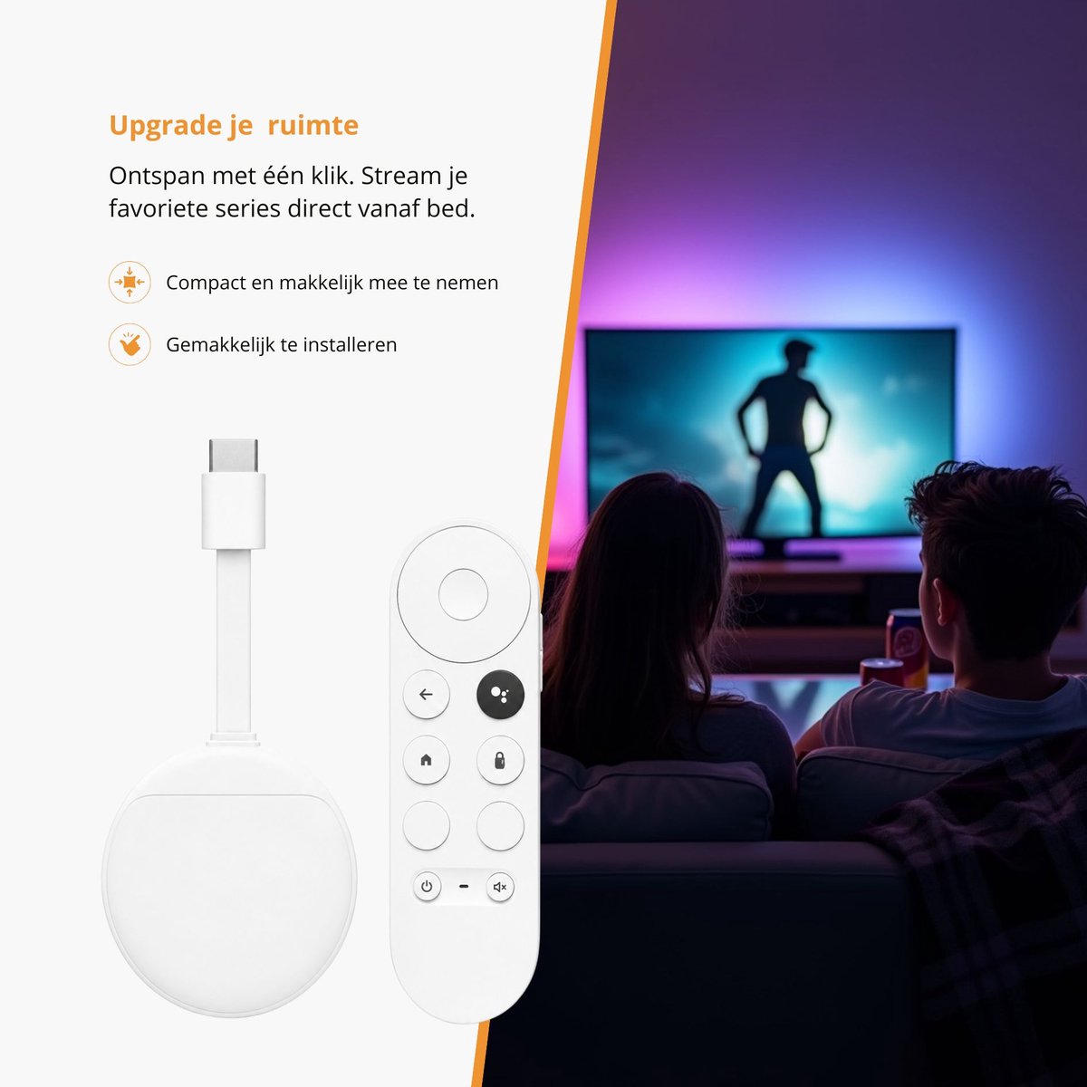 HappyLEDS® Android TV Dongle 4K – Streaming Box met WiFi & Bluetooth – Google Assistant – Netflix Compatibel - Remote geschikt voor Chromecast — cadeau in Elektronica - foto 2
