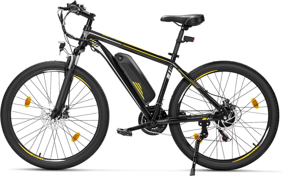 Touroll U1 26-inch Off-Road Tire elektrische MTB fiets met 250W motor, 36V 13Ah verwisselbare batterij, max 65km actieradius, Shimano 21 versnellingen schijfrem IPX4 waterdicht - Zwart - afbeelding 2