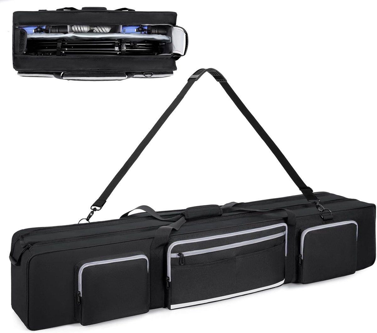 SnelShoppen - Grote Fotografie Statief Tas met Verwijderbare Gevoerde Scheidingswanden, Shockproof Basis voor Camera Statieven, Monopods, Zwart, 129cm