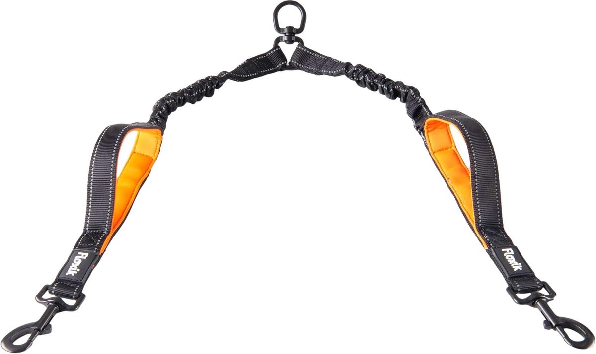 SnelShoppen - Double Leash voor 2 Honden - Flexibele Reflecterende Premium Hondenlijn - 50 cm Uitbreiding - Korte Houder - Duoleash - Stevig en Lichtg