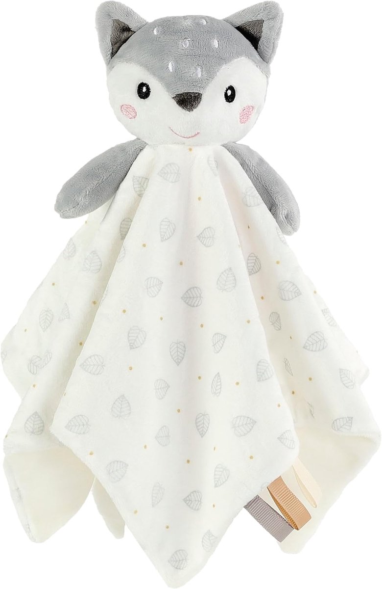 SnelShoppen - Cozy Plush Baby Safety Blanket - Schattige Deken met Dierenhoofd - Hypoallergene en Ademend Materiaal - 34x34 cm - Voor Baby's 0-36 maan