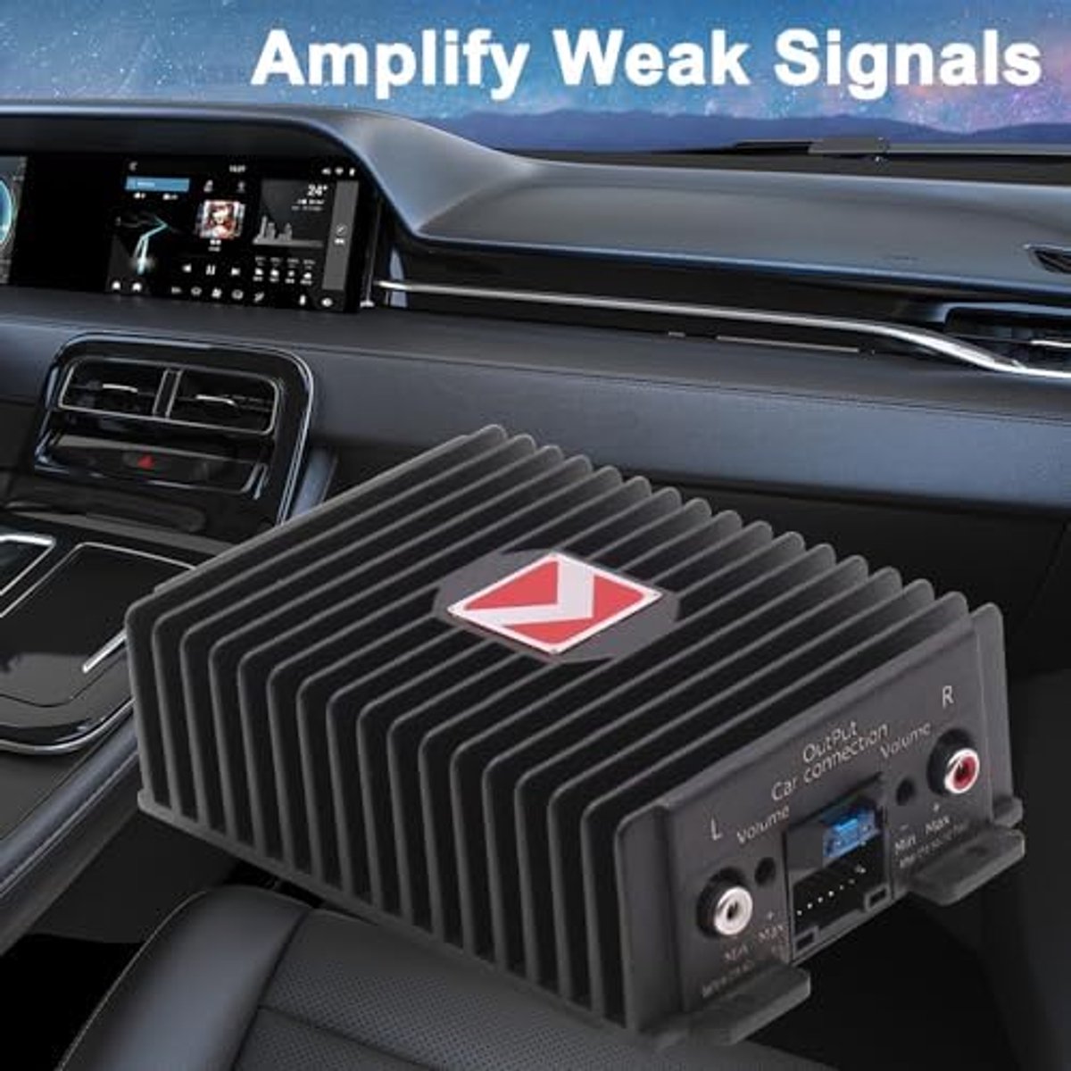 SnelShoppen - 4-kanaals Autoversterker 80Wx4 met Puur Koperen Transformator, Hoge Signaal-Ruisverhouding, Plug-and-Play, Compatibel met Meeste Auto's
