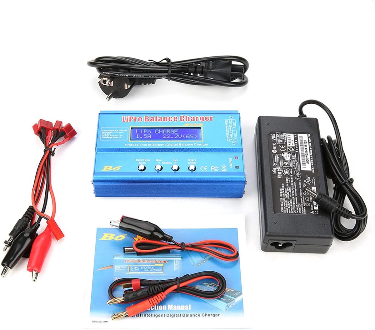 SnelShoppen - Digitale Lipo Charger 80W B6 LCD Balance Charger Discharger voor LiPo, Li-Ion, NiMH, NiCd - RC Hobby Acculader 1-6S/1-15S