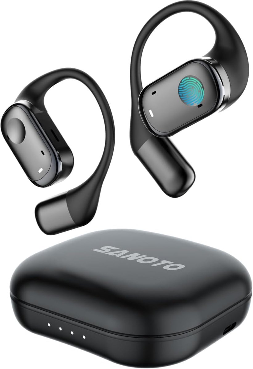 SnelShoppen - Bluetooth Hoofdtelefoon Open Oor, Draadloze Sportkoptelefoon met Bluetooth 5.3, IPX6 Waterdicht, 30 Uur Speeltijd voor Sport en Werk