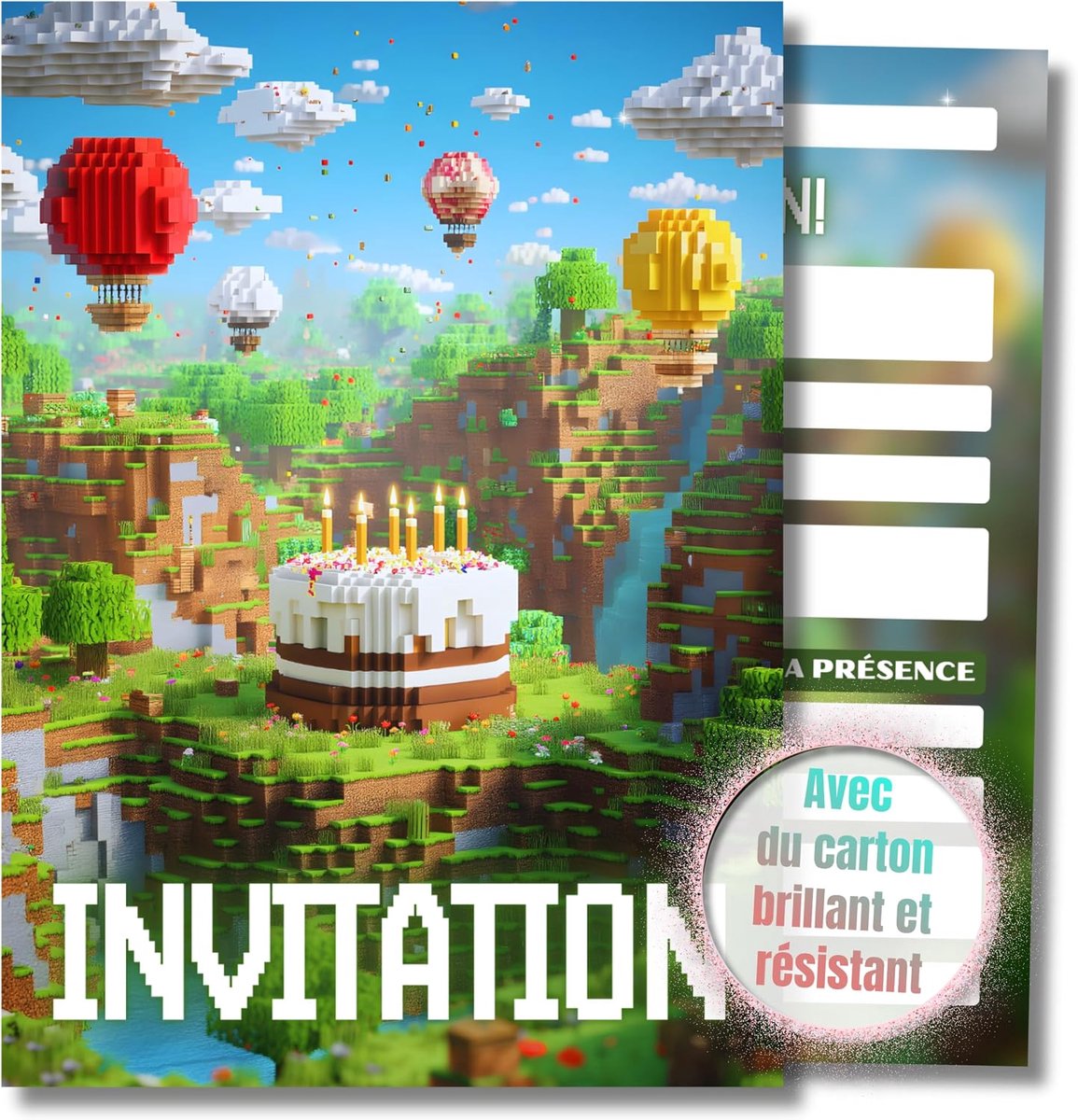 SnelShoppen - Uitnodigingskaarten Gaming Verjaardag Kinderen - 12 Stuks DIN A6 - Feestuitnodigingen voor Jongens en Meisjes - Pixel Party Thema
