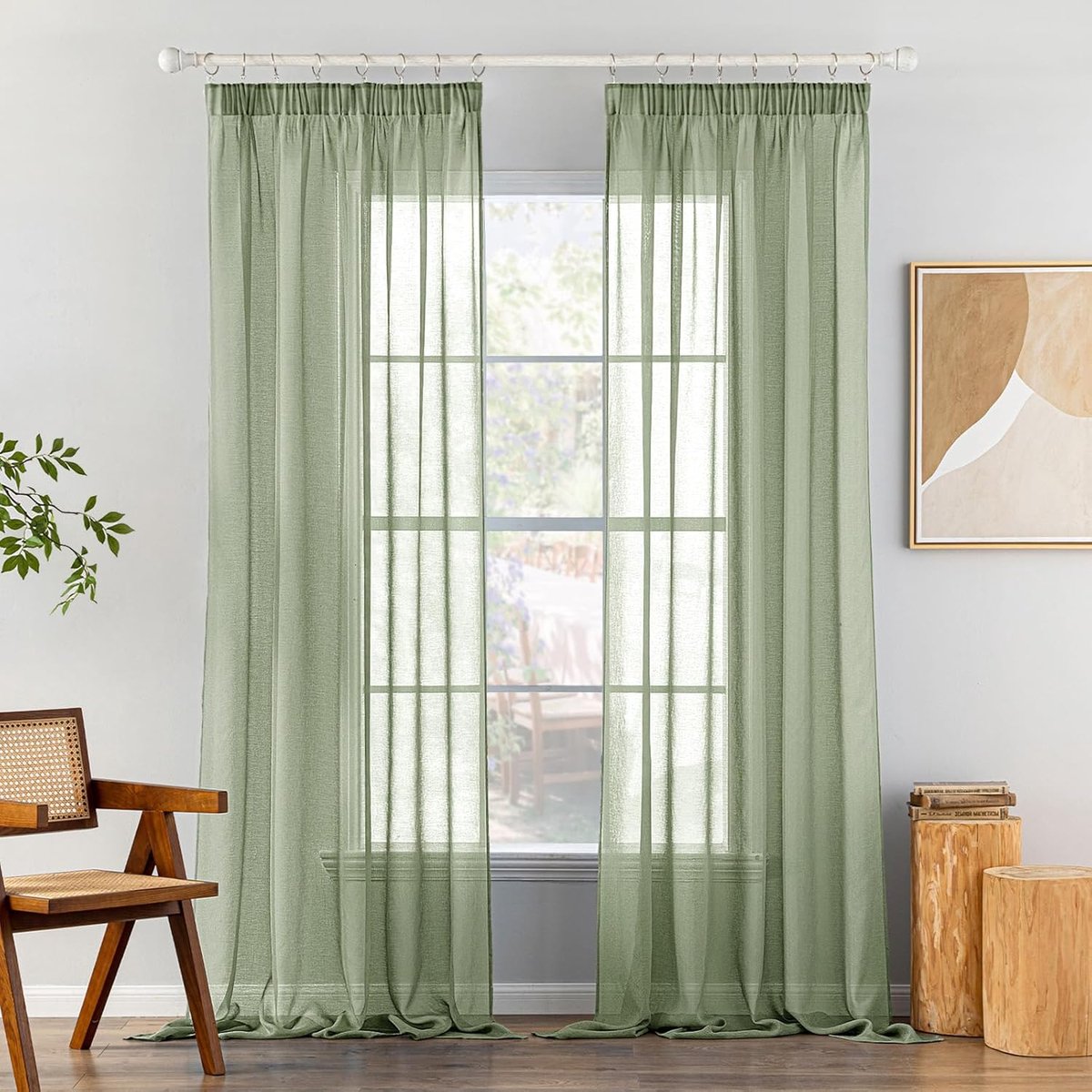 SnelShoppen - Set van 2 Witte Gordijnen met Ruffle Tape 140 x 245 cm - Transparante Voile Gordijnen voor Woonkamer en Slaapkamer - Geschikt voor Stang
