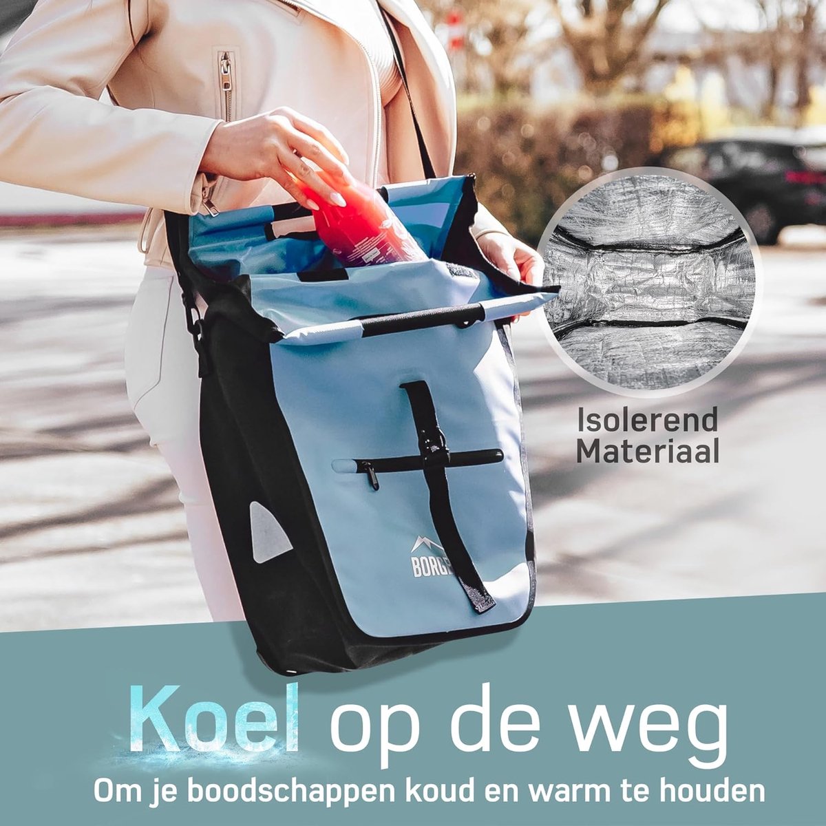 SnelShoppen - Borgen Fietstas voor Bagagedrager met Uitneembaar Koelelement – 23 Liter Ruime Bagagedragertas, Fietstas en Draagtas tot 12 kg – Ideaal