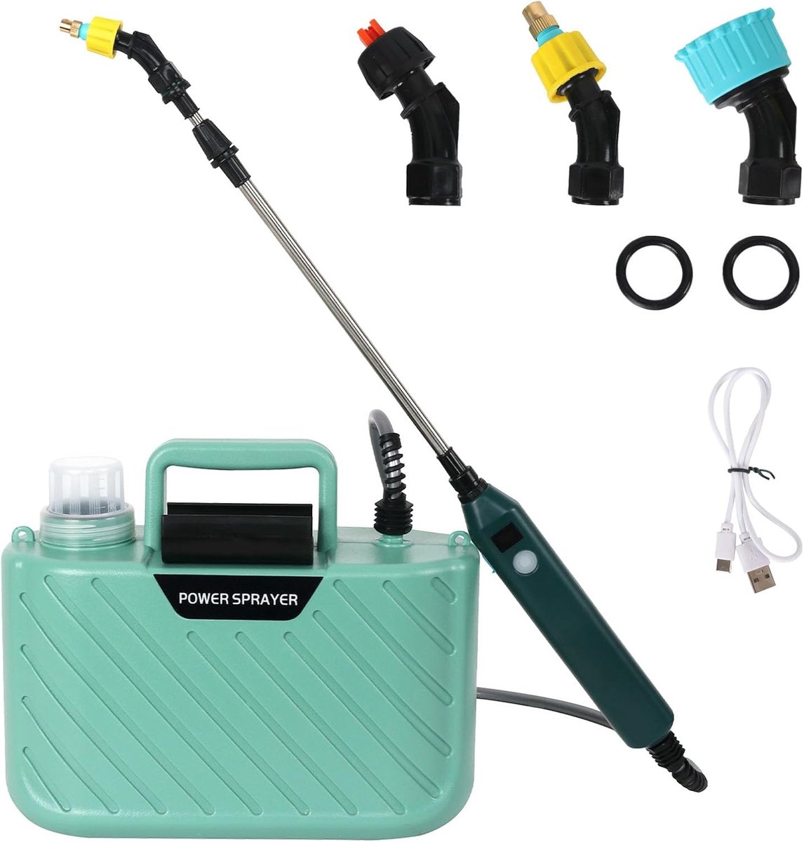 SnelShoppen - Elektrische Atomizer 5L Tuinplant Schouderpomp USB Oplaadbare Irrigatiepomp met LCD Display - Groene Spuitapparaat voor Tuin, Groentetui