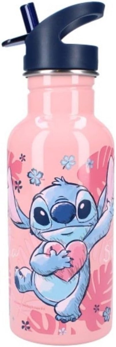 SnelShoppen - Roze Drinkfles voor Kinderen - RVS - 500 ml - Met Rietje - Voor Peuters, Kleuters, School, Vakantie - 22 cm - Hydratatie - Leuke Cadeau