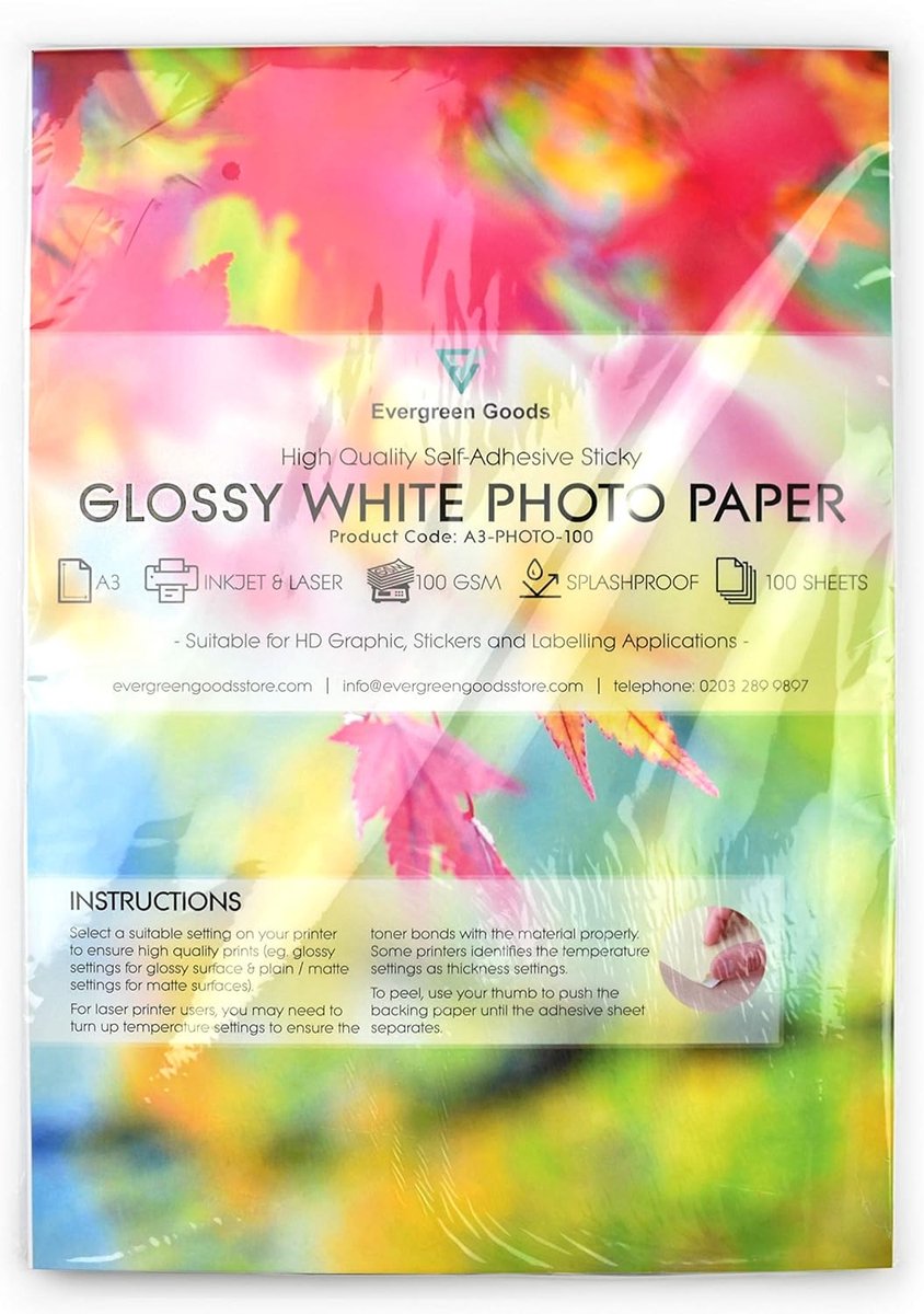 SnelShoppen - A3 Witte Premium Glossy Zelfklevende Labels - 100 Stuks - Hoge Resolutie Foto Papier - Geschikt voor Inkjet en Laser Printers - Ideaal v