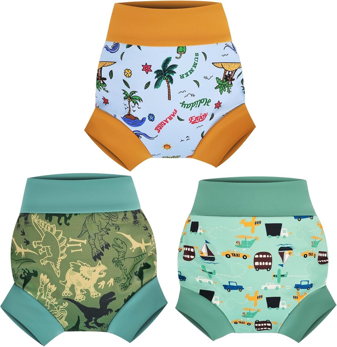 SnelShoppen - Herbruikbare Zwemluier voor Baby's - 3 Stuks Comfortabele Waterdichte Zwemluiers voor Jongens en Meisjes 2-5 Jaar, Multicolor, 3T