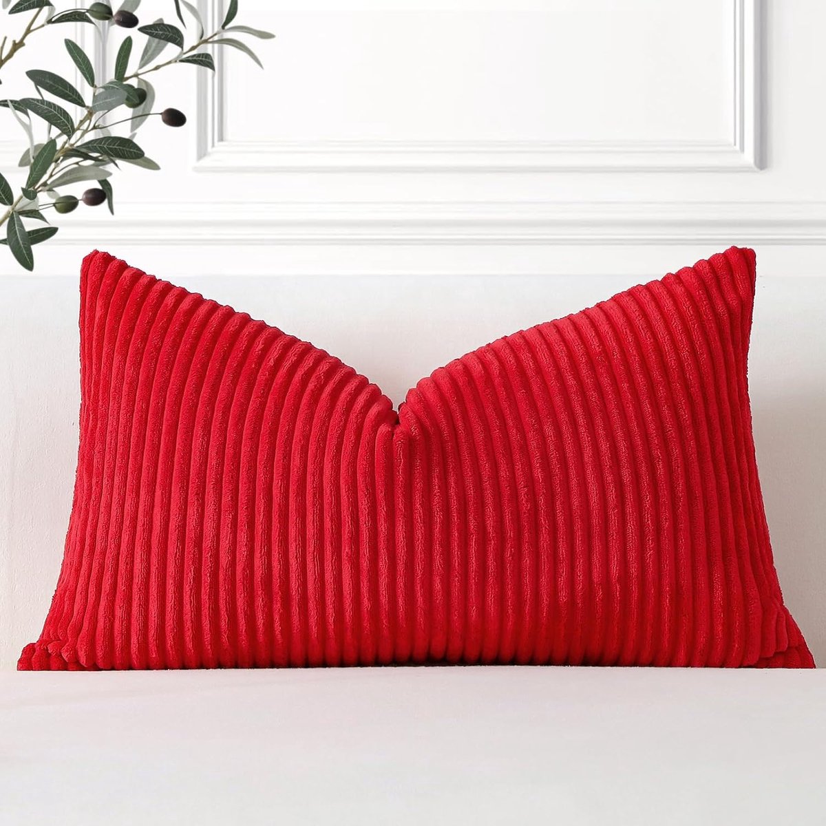 SnelShoppen - Corduroy Kussenhoes 30x50 cm - Decoratieve Zachte Hoes - Rode Sofa Kussen Cover voor Woonkamer en Slaapkamer - Elegant en Comfortabel