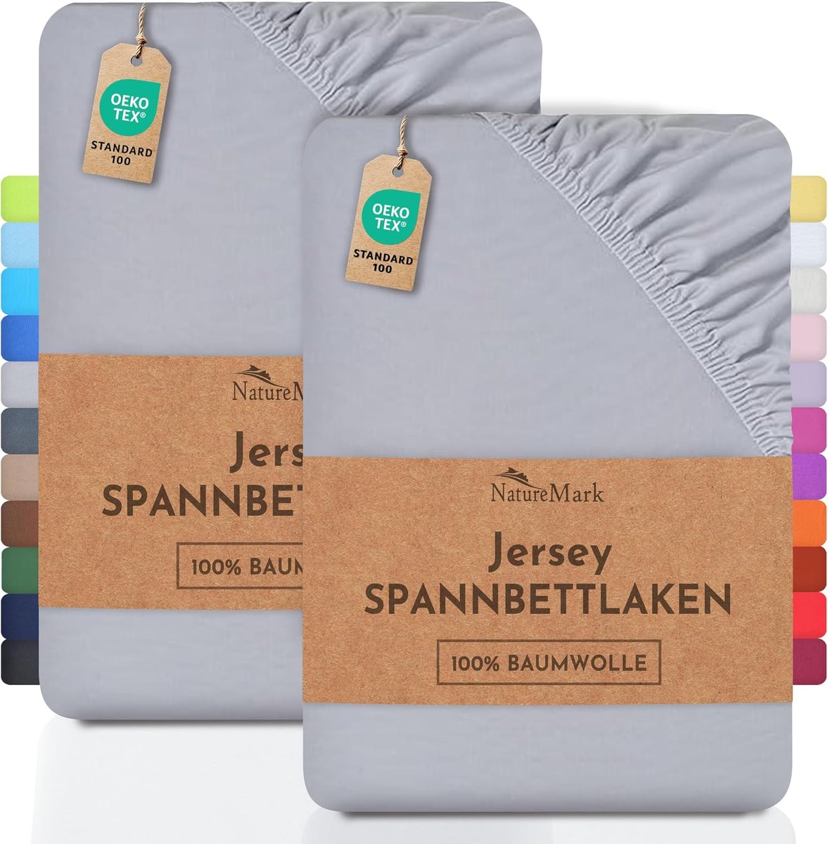 SnelShoppen - 2-pack Jersey Fitted Sheets Kinderen 70x140 cm Zilvergrijs 100% Katoen - Perfecte Pasvorm, ÖKOTEX Standaard 100, Geschikt voor Kinderbed