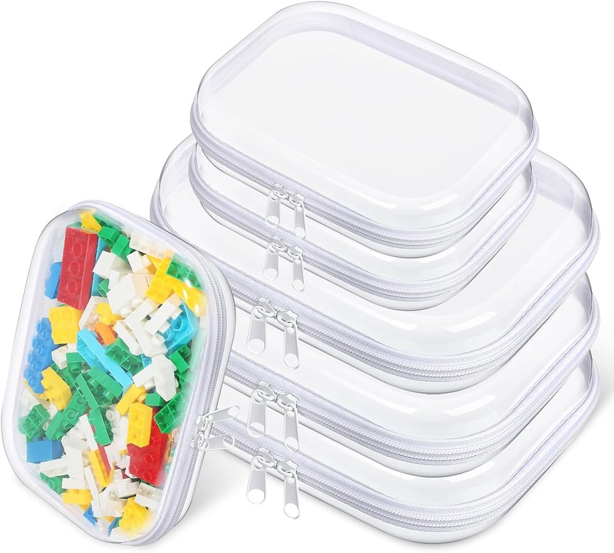 SnelShoppen - Pack van 6 Transparante Hardtassen met Rits 25 x 20 cm 20 x 12 cm Waterdichte Cosmetica- en Toilettas voor Opslag, Reizen en Vakantie