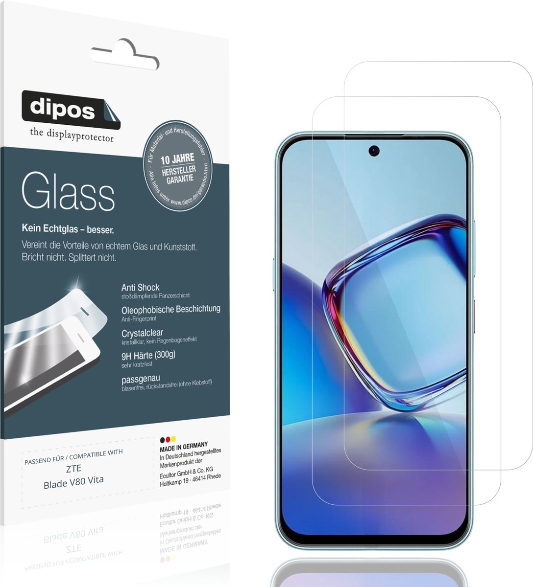 dipos – 2x Pantserfolie geschikt voor ZTE Blade V80 Vita | 9H Screenprotector