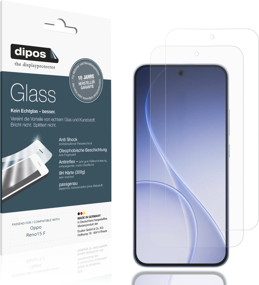 dipos – 2x Matte Pantserfolie geschikt voor Oppo Reno15 F | 9H Screenprotector