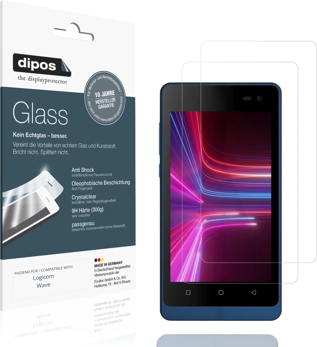 dipos – 2x Pantserfolie geschikt voor Logicom Wave | 9H Screenprotector