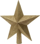 Decoris Gouden kerstboom ster piek - Kunststof - 19 cm - Goud