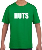 HUTS tekst t-shirt groen kids XS (110-116)