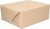 Inpakpapier/cadeaupapier bruin met witte stip 200 x 70 cm op rol - Kadopapier/geschenkpapier