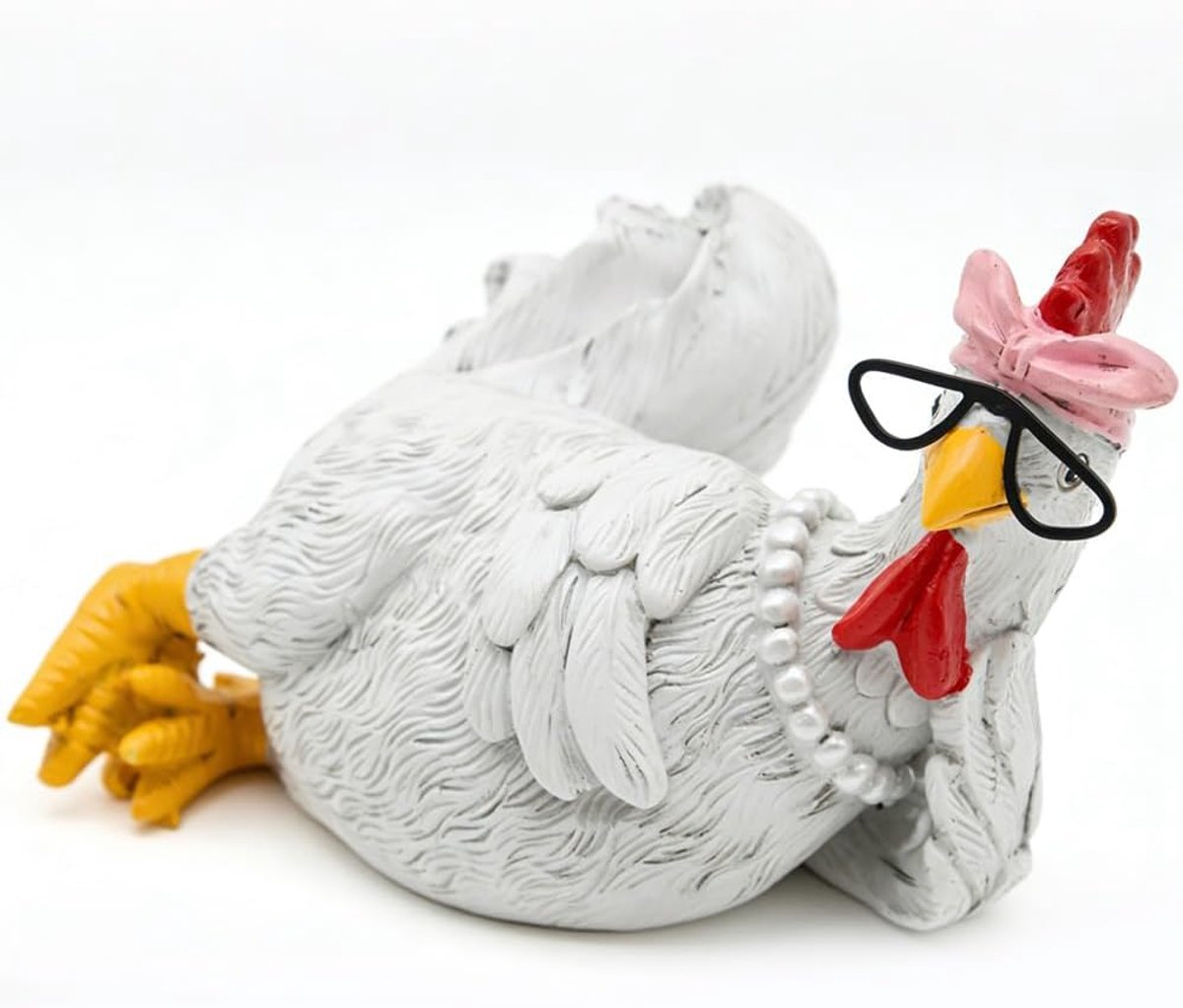 SnelShoppen - Chicken Decoration - Tuindecoratie - Resin Kippenbeeld - Liggend Kippenstandbeeld - Decoratie voor Thuis, Kantoor, Bibliotheek, Buiten -