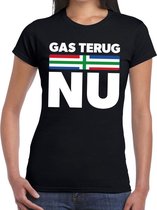 Groningen protest t-shirt gas terug NU zwart voor dames XS