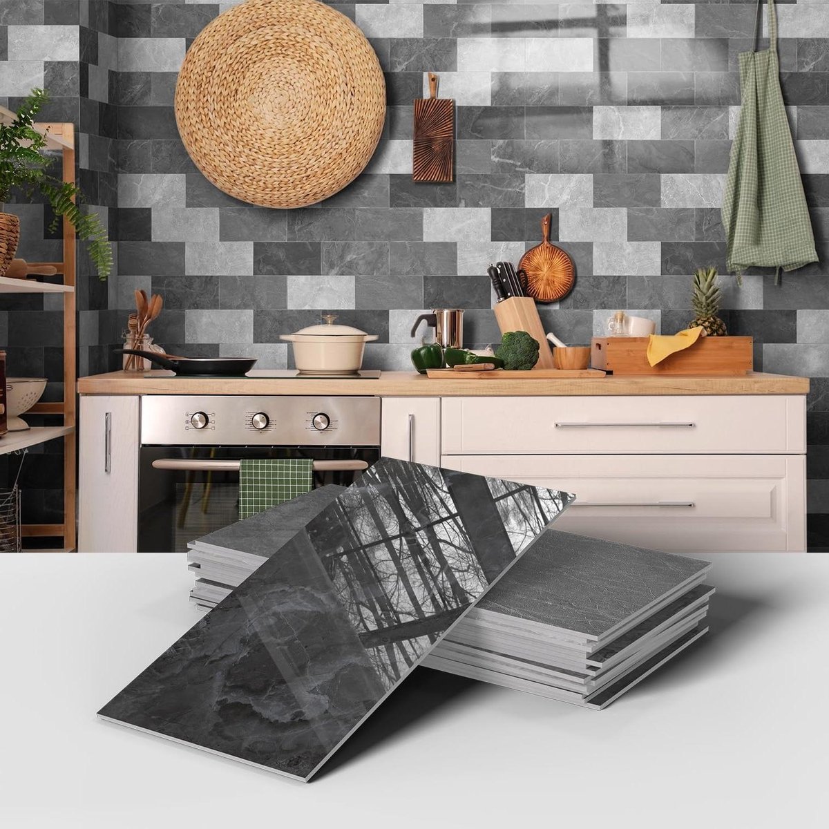 Wandtegels Zelfklevend - Marmer Look - Keuken Badkamer - Hoogglans Afwerking - 16 Stuks -