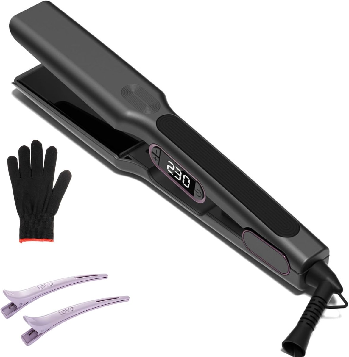 SnelShoppen - Haarstijl Straightener met Brede Keramische Float Plates (110x40mm), 15 Temperatuurinstellingen (80-230°C), Dual Voltage, Snelle Styling