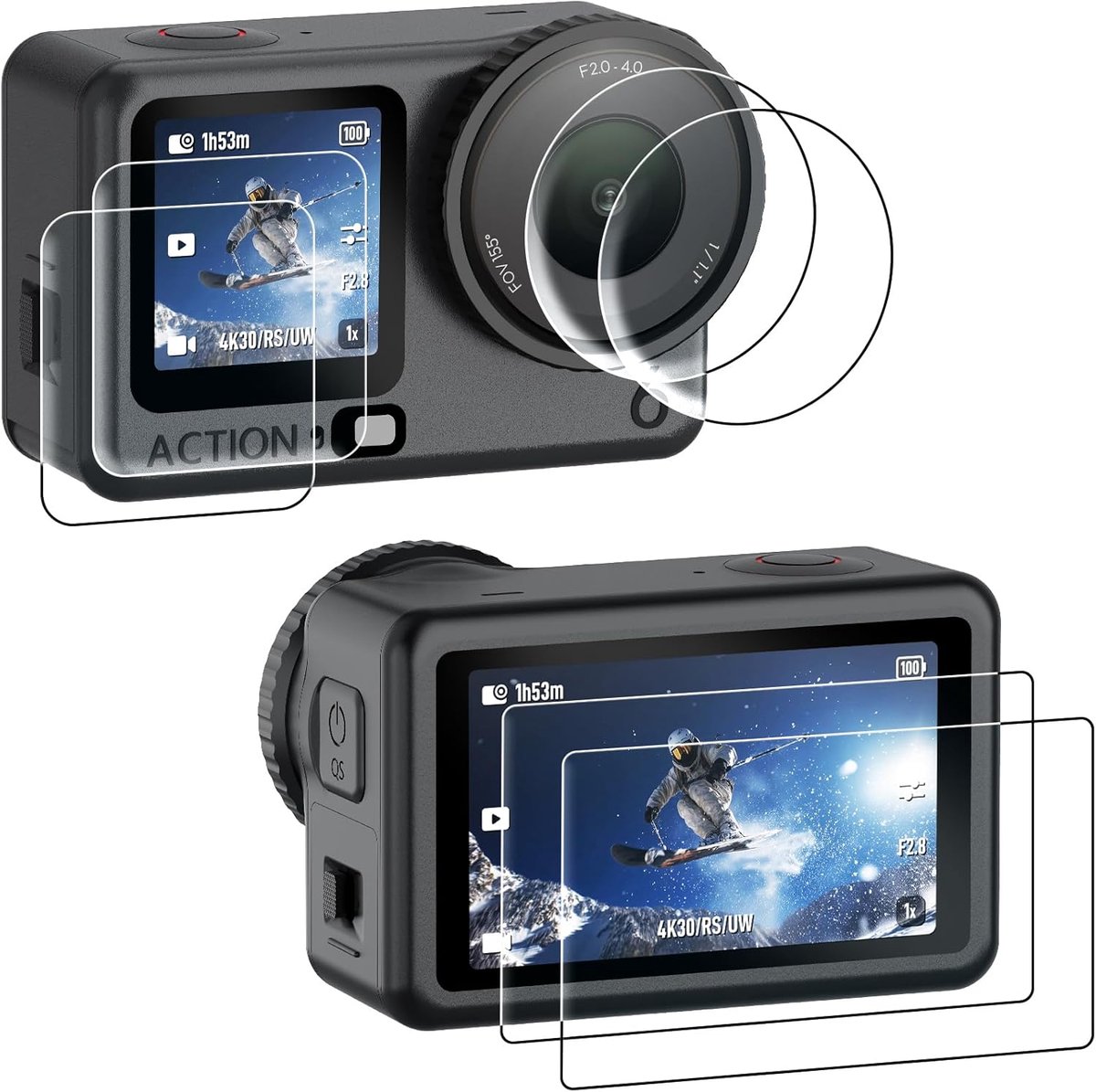 SnelShoppen - Lens- en Schermbeschermer voor Action Camera, Gehard Glas, Ultra HD, 9H Hardheid, Krasvast, Volledige Bescherming voor DJI Osmo Action 6