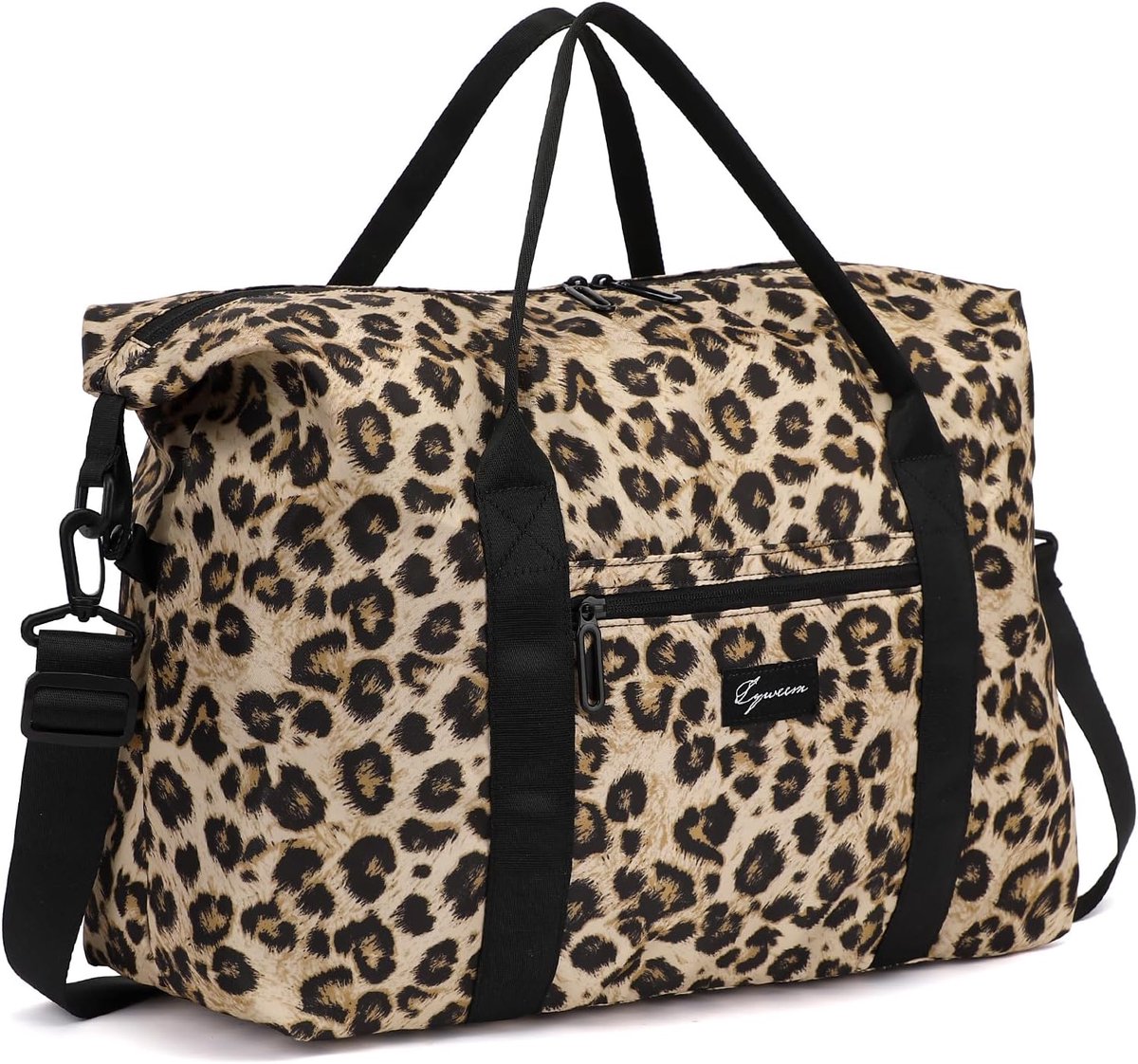 SnelShoppen - Vouwbare Leopard Print Handbagage Tas - Kleine Medium Weekender Dames 40L Waterdichte Sporttas met Laptop Compartment