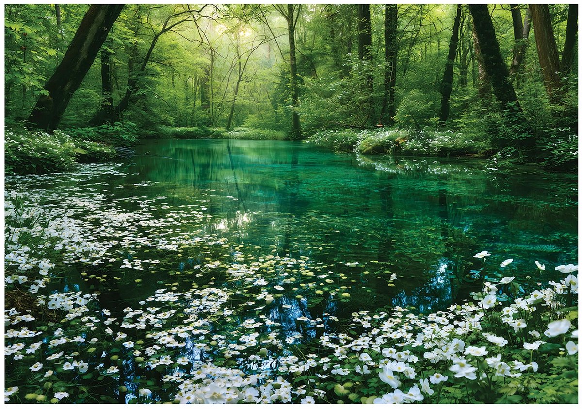 WALLARENA - Fotobehang - 250x175 cm - bos, rivier en bomen voor woonkamer en slaapkamer